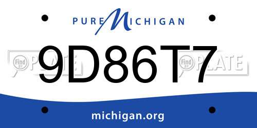 9D86T7 Michigan License Plate