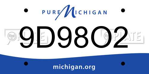 9D98O2 Michigan License Plate