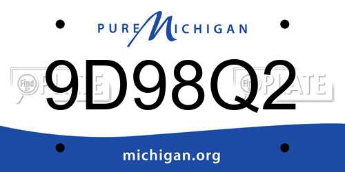 9D98Q2 Michigan License Plate