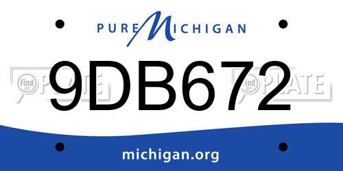 9DB672 Michigan License Plate