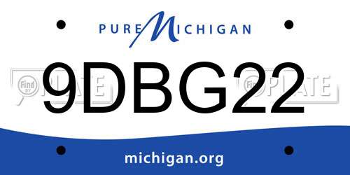 9DBG22 Michigan License Plate