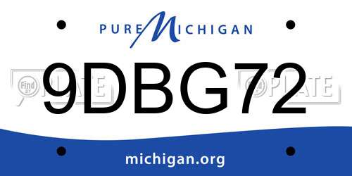 9DBG72 Michigan License Plate
