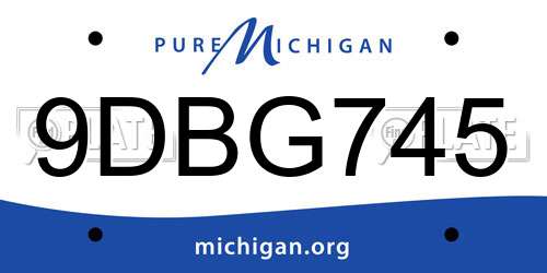 9DBG745 Michigan License Plate