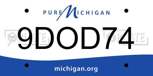 9DOD74 Michigan License Plate