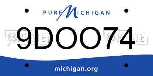 9DOO74 Michigan License Plate