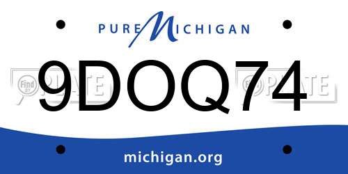 9DOQ74 Michigan License Plate