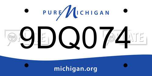 9DQ074 Michigan License Plate