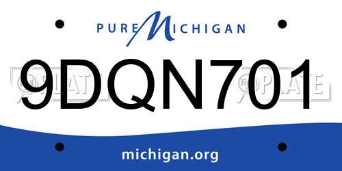 9DQN701 Michigan License Plate