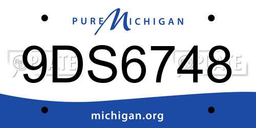 9DS6748 Michigan License Plate