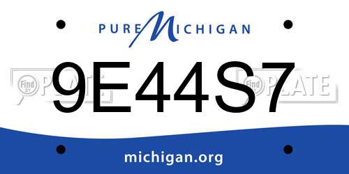 9E44S7 Michigan License Plate