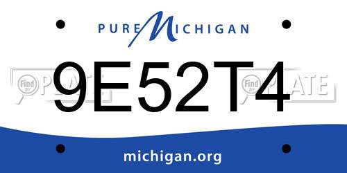 9E52T4 Michigan License Plate