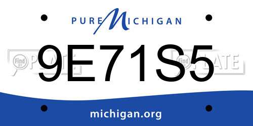 9E71S5 Michigan License Plate