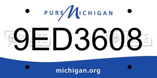 9ED3608 Michigan License Plate