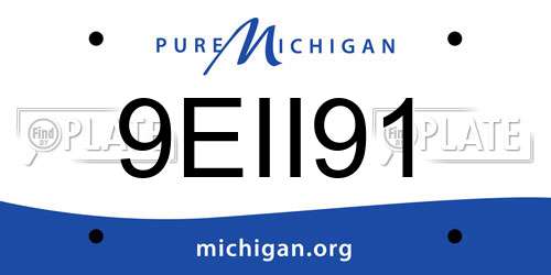 9EII91 Michigan License Plate