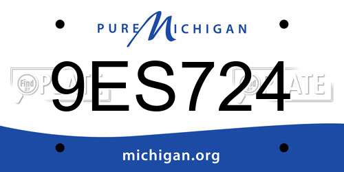9ES724 Michigan License Plate