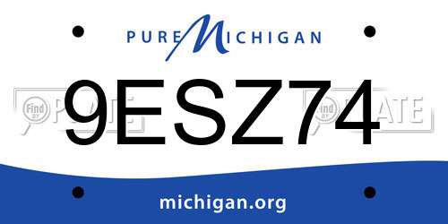 9ESZ74 Michigan License Plate