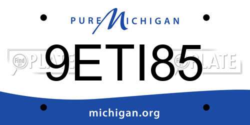 9ETI85 Michigan License Plate