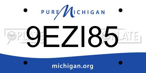 9EZI85 Michigan License Plate