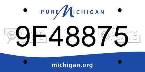 9F48875 Michigan License Plate