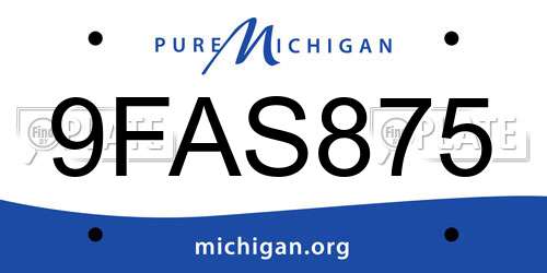 9FAS875 Michigan License Plate