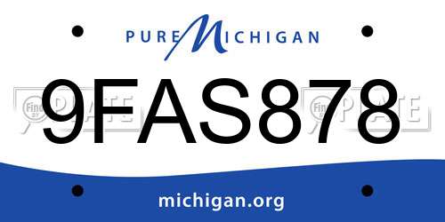 9FAS878 Michigan License Plate