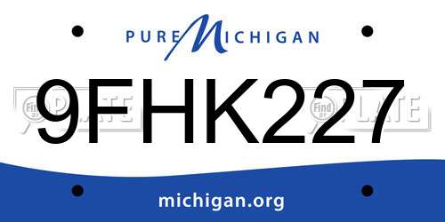 9FHK227 Michigan License Plate