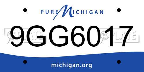 9GG6017 Michigan License Plate