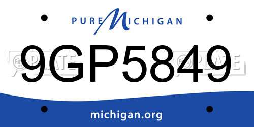 9GP5849 Michigan License Plate