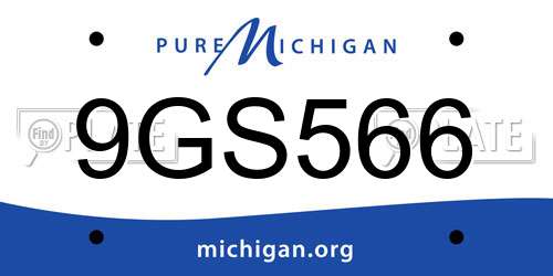 9GS566 Michigan License Plate