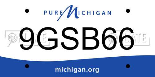 9GSB66 Michigan License Plate