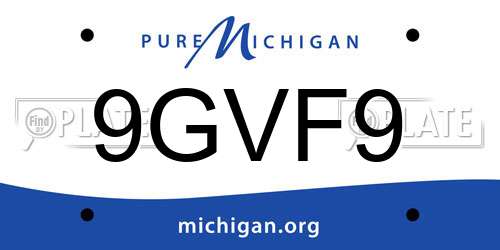 9GVF9 Michigan License Plate