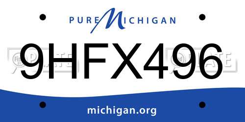9HFX496 Michigan License Plate