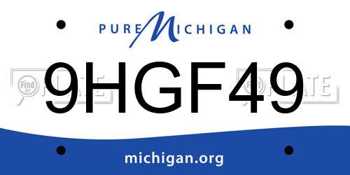 9HGF49 Michigan License Plate
