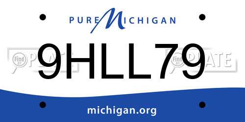 9HLL79 Michigan License Plate