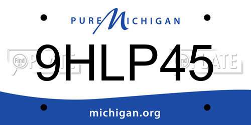 9HLP45 Michigan License Plate