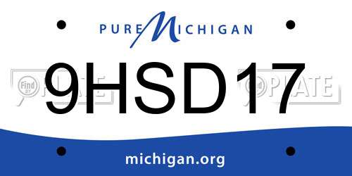 9HSD17 Michigan License Plate