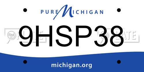 9HSP38 Michigan License Plate