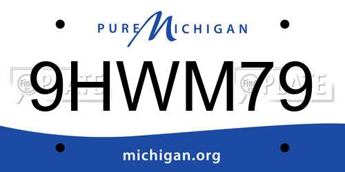 9HWM79 Michigan License Plate