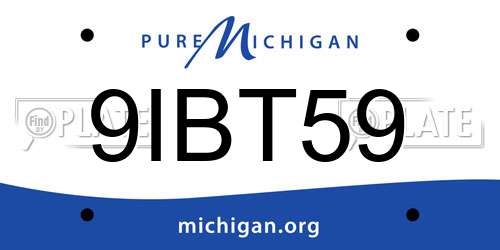 9IBT59 Michigan License Plate