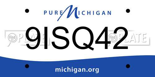 9ISQ42 Michigan License Plate