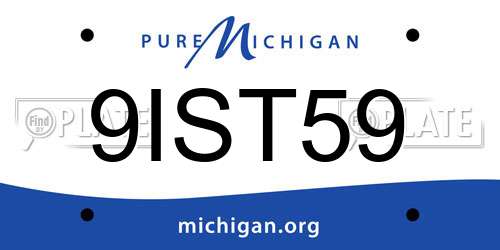 9IST59 Michigan License Plate