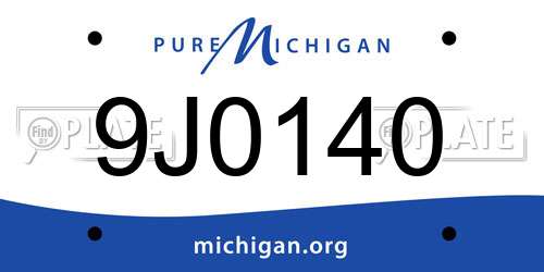 9J0140 Michigan License Plate