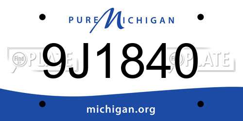 9J1840 Michigan License Plate