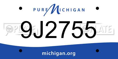 9J2755 Michigan License Plate