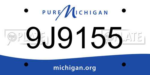 9J9155 Michigan License Plate
