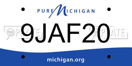 9JAF20 Michigan License Plate