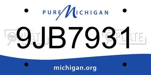 9JB7931 Michigan License Plate