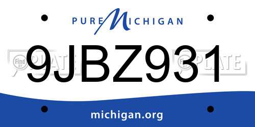 9JBZ931 Michigan License Plate