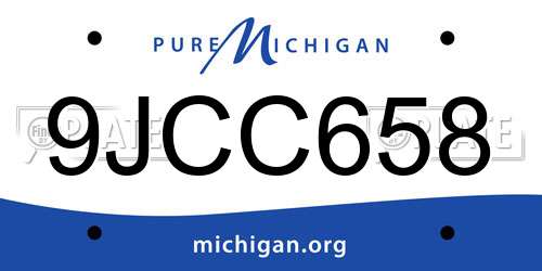 9JCC658 Michigan License Plate