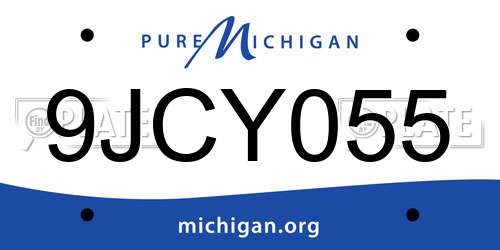 9JCY055 Michigan License Plate